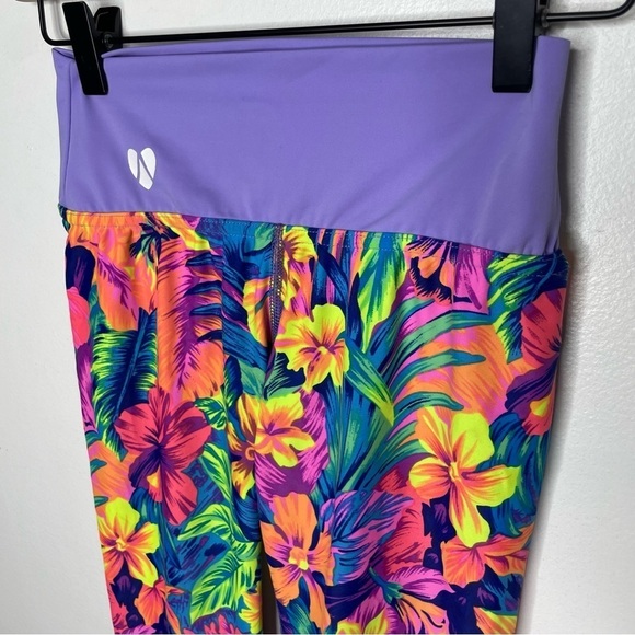 MOHIKU Hawaiian Floral Print Vibrant Color Leggings Womens M - Picture 2 of 7